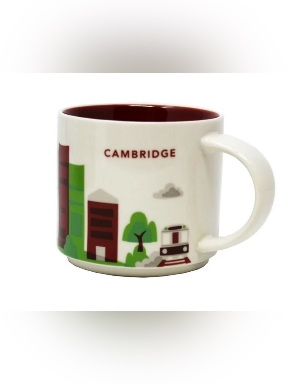 Starbucks White Mug with Green & Red Cambridge Cityscape